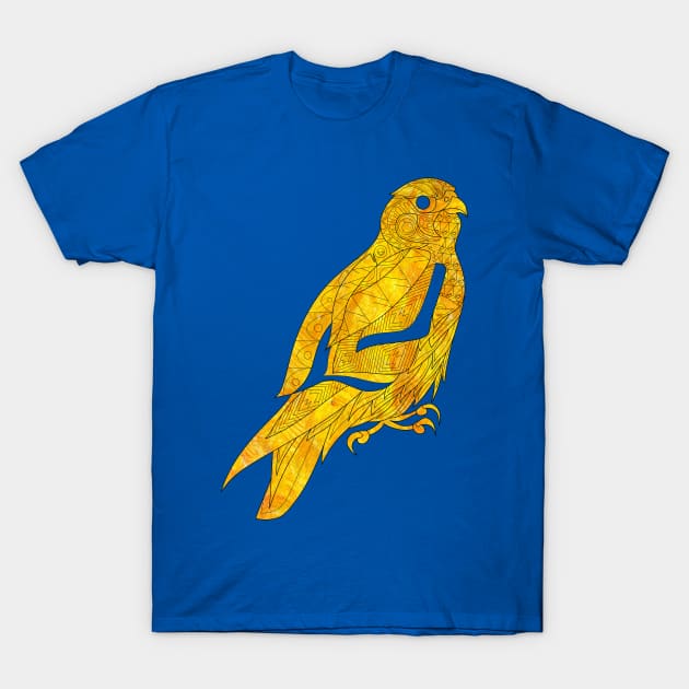 Golden peregrine falcon mandala ecopop T-Shirt by jorge_lebeau